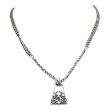 Tribal Necklace Old Silver Handmade Engraved Vintage Traditional Oxidized C975